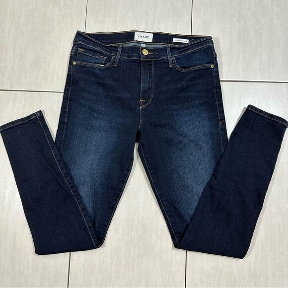 Frame Denim Le Skinny de Jeanne Ankle Skinny Jeans​​ Casual Dark Denim - Picture 1 of 8
